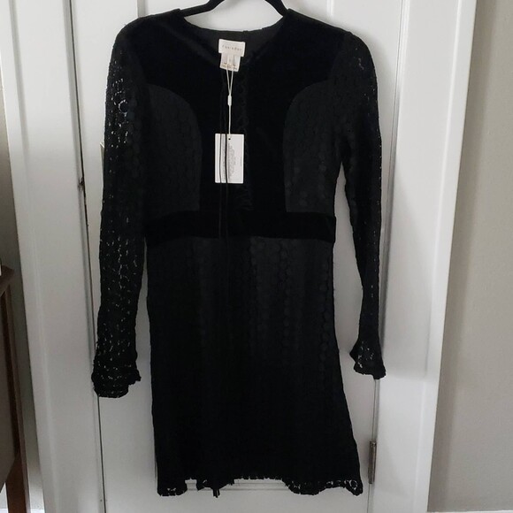 Foxiedox Lace Velvet Sheath Dress Black Sz L - Picture 3 of 10